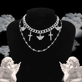 Angel Cross Multi-Strand Necklace