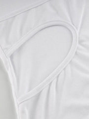 Patchwork Cutout White Long Sleeve Bodysuit