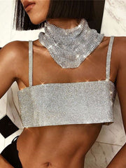 Pydshop Sparkly Y2K Tops Women Summer Suspender Sleeveless Sexy Crop Top 2024 Femme Elegant Night Party Basic Cute Tops Teechristmas Gifts