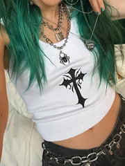 Ribbed Cross Cropped Tank Top