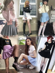 Candy Solid Pleated Mini Skirt