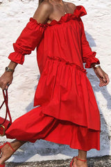 Fashion Street Solid Patchwork Off The Shoulder Irregular Dresses