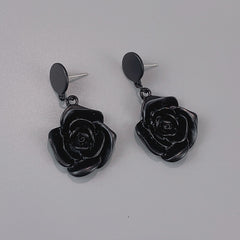 Dark Elegant Camellia Earrings