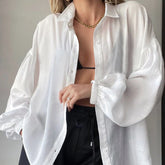 Textured Bishop Sleeve Shirt - White