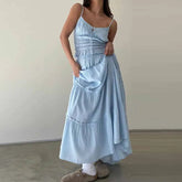 Pydshop Fairycore Cottage 2 Piece Set Outfits Women Vintage Tie-Up Front Frill Trim Ruched Crop Camis Tops + Ruffles A-Line Maxi Skirts
