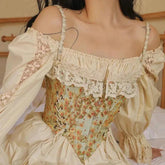 Pydshop Cottagecore Floral Lace Up Corset Top