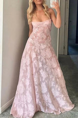 Elegant Formal Solid See-Through Evening Dress Dresses