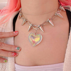 Punk Rivet Heart Necklace