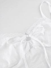 Tie Back Lace Trim Crop Cami Top