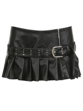 Punk Charm Rivet Belt Mini Skirt