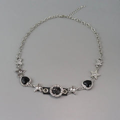 Glittering Black Heart Necklace