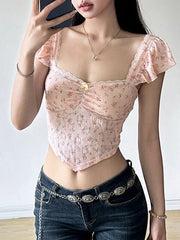 Layla Floral Flutter Sleeves Top