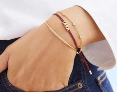 Custom Cord Bracelet - Metallic Red