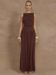 Elegant Sleeveless Ruched Maxi Dress