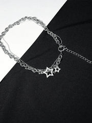Rhinestone Decor Charm Necklace