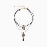 Charm The Party Rhinestone Pendant Layered Necklace - Black