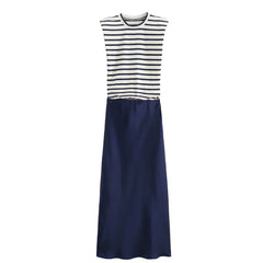 Women Elegant Stripe Printed Maxi Dress