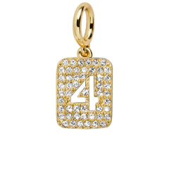Block Pavé Number Cluster Charm - 4