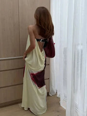 Floral Printed Strapless Loose Dress