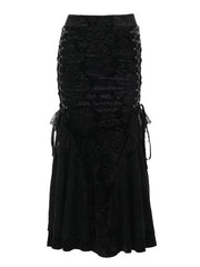 Goth Floral Jacquard Fishtail Skirt