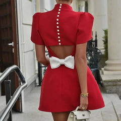 Elegant Formal O-Neck Mini Dress