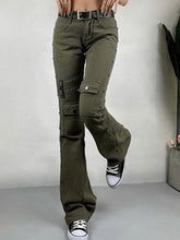 Metal Decor Washed Flare Jeans