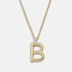 Classic Initial Necklace - Ribbed Initial