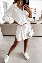 Casual Solid Patchwork Polo Collar One Step Skirt Dresses