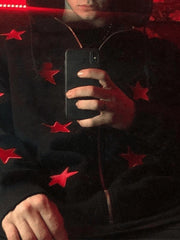Men'S Patch Star Zip Up Hoodie