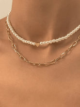 2Pcs Heart Pearl Necklace