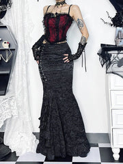 Floral Darkness Long Skirt