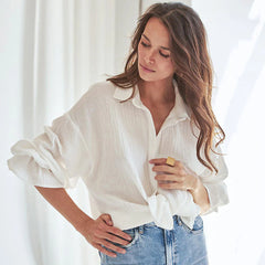 Textured Ruffle Blouse - White