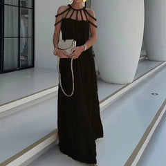 Hollow Out Party Club Off The Shoulder Maxi Dress