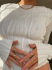 Textured Stripe Long Sleeve Tee