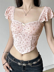 Layla Floral Flutter Sleeves Top