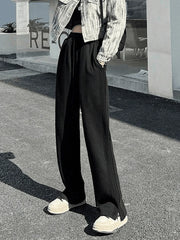 Ankle Slit Patchwork Baggy Sweatpants