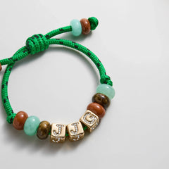 Custom Block Letter Semi-Precious Paracord Bracelet - Green