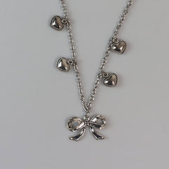 Girly Heart Bow Necklace