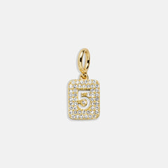 Block Pavé Number Cluster Charm - 5