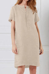 Fashion Casual Solid Patchwork O Neck A Line Dresses(4 Colors)
