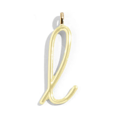 Custom Butter Yellow Enamel Script Letter Charm - L