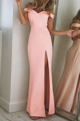 Fashion Elegant Solid Backless High Opening Off The Shoulder Irregular Dress Dresses(5 Colors)