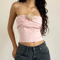 Pydshop Mikah Floral Detailed Strapless Top