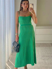 Stretchable Backless Knit Maxi Dress