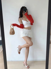 Girly Lace Ruffle Mini Skirt