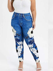 Printed Floral Sports Jeans