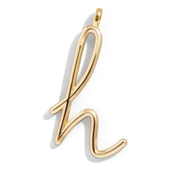 Custom Gold Enamel Script Letter Charm - H