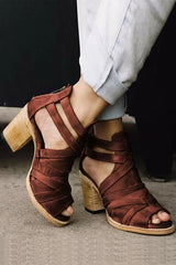 Cutout Zipper High Heel Sandals