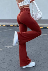 Lace Up Stretch Flare Leg Pants