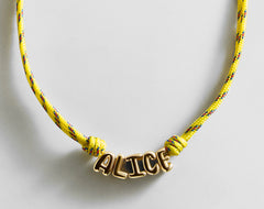 Bubble Letter Custom Paracord Necklace - Bright Yellow